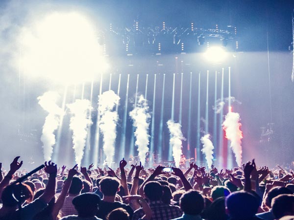 A crowd rave in a festival in Kiev Ukraine.