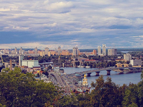 A panoramic view of downtown Kiev Ukraine panoramic