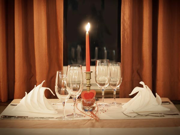 A romantic candlelit table setting